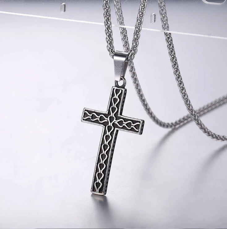  316L不鏽鋼十字架項鍊三色比較圖 | 316L stainless steel cross necklace three color comparison