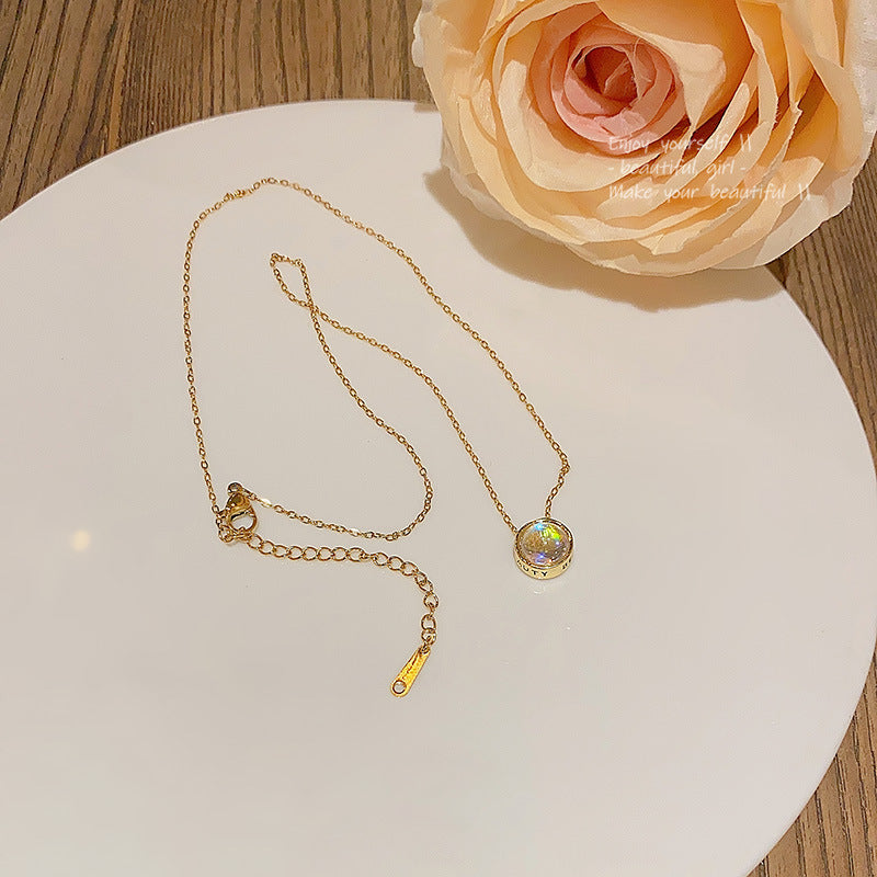 輕奢藍鋯石星空項鍊 全鍊展示 / Blue Zircon Necklace Full Chain Detail with Rose
