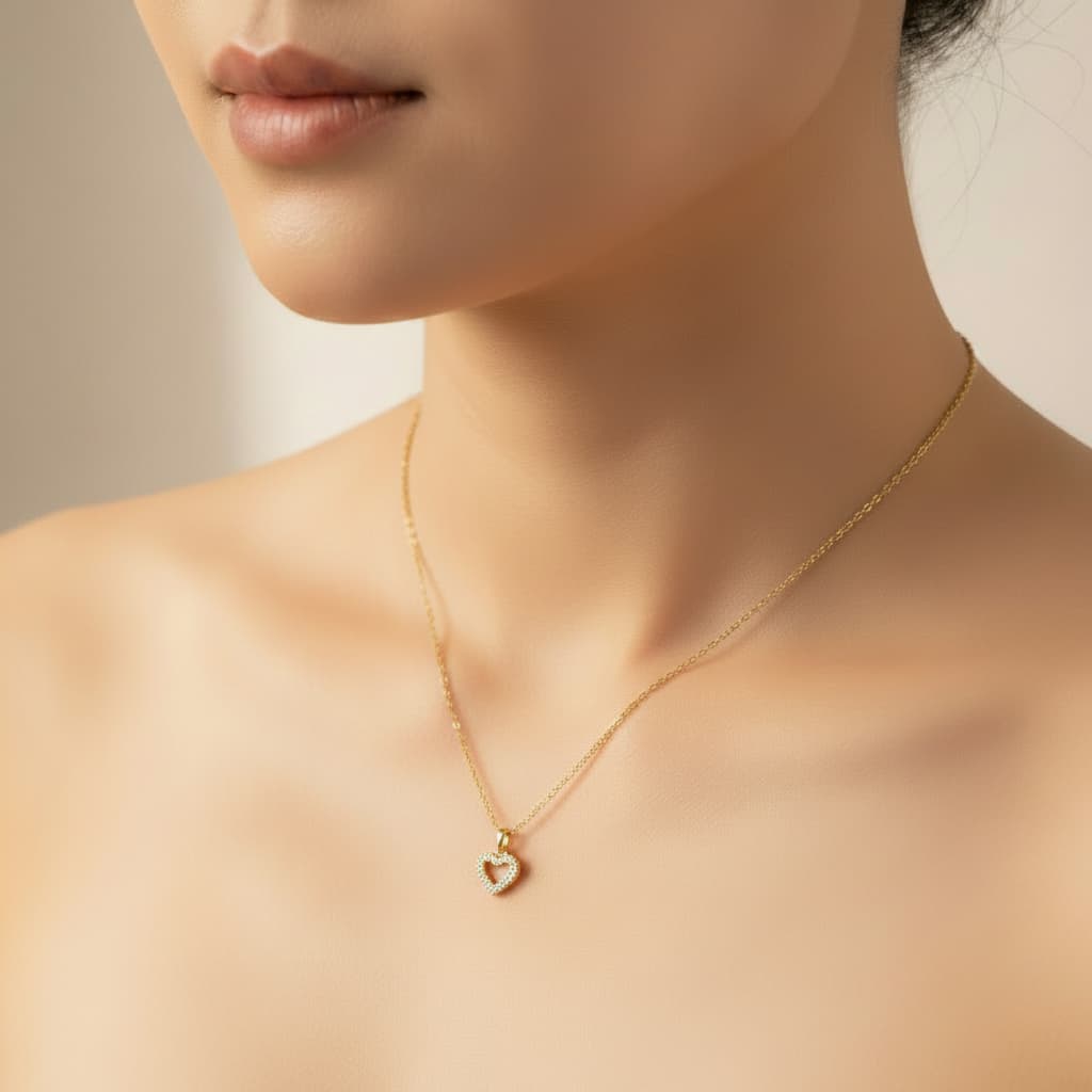 	Double Heart Rhinestone Necklace Gold Dainty Jewelry - SimpleLife Jewelry